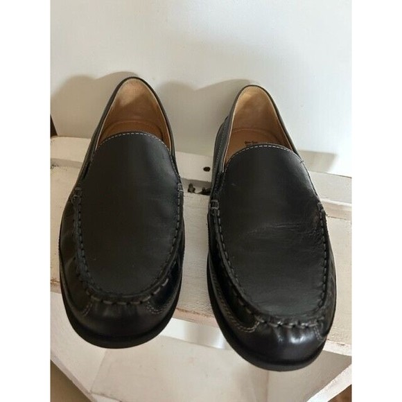 Johnston & Murphy Boys Loafers Size 5M Locklin Venetian Black Leather New - Picture 1 of 6
